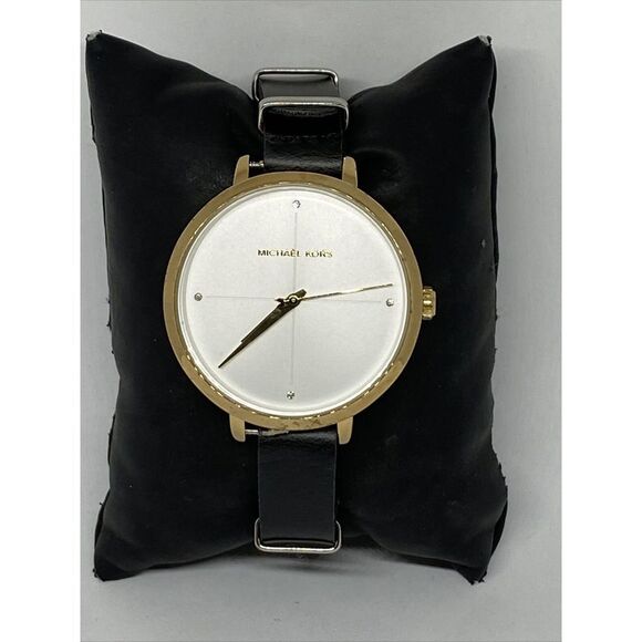 Michael Kors Charley MK2821 Women's Black Leather Analog Dial Quartz Watch UC14 - Picture 1 of 12